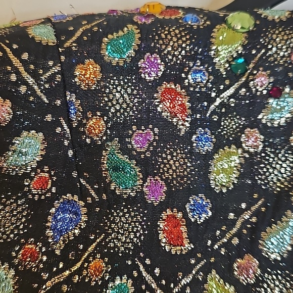 Vintage 80's Glam Women's Partique NY Jeweled Brocade Cropped Blazer Small - Picture 6 of 13
